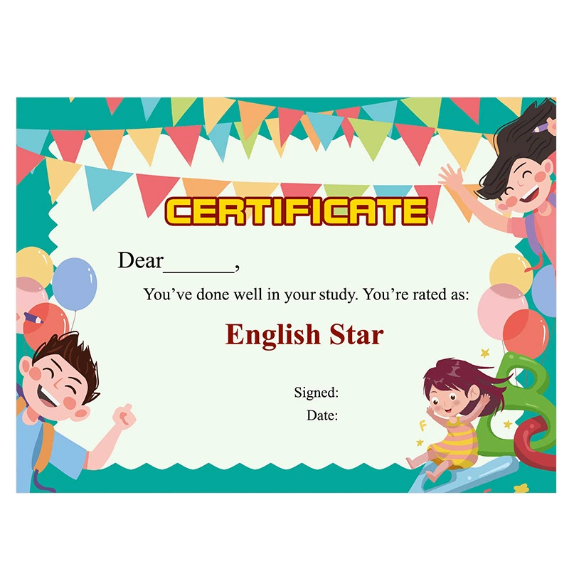 A4 English Award -подобная бумага, детский английский звезды, английское похвала, Cartoon награда, Сертификат