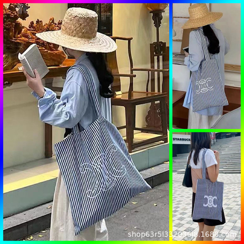Arc De Triomphe Cel Canvas Bag Korean Style Ins Shoulder Hand Shopping Bag Travel Bag Hand Canvas Bag Limited Edition
