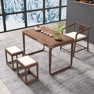 Zen Simple New Chinese Style Balcony Small Tea Table Solid Wood Tea Table Modern Home Small Apartment Living Room Tea Table and Chair Combination