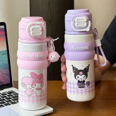 三丽鸥保温杯 库洛米女生双饮吸管杯316不锈钢高颜值随行杯子便携