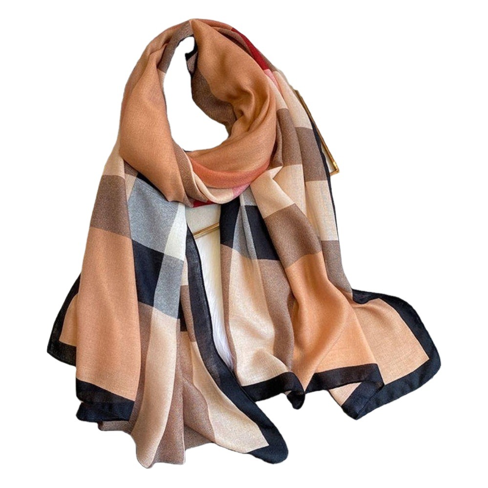 Korean style cotton and linen scarf women's spring and autumn color matching shawl thin versatile two-color scarf long scarf women's winter warm