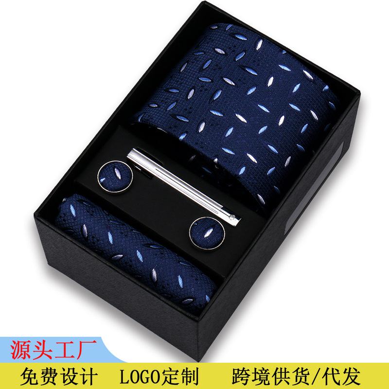 Men's business tie square 5-piece wedding banquet high-grade silk black tie Shengzhou factory wholesale