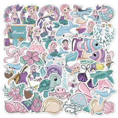 50 Little Mermaid Cartoon Graffiti Stickers Children’s Birthday Party Gifts Notebook Water Cup Stickers