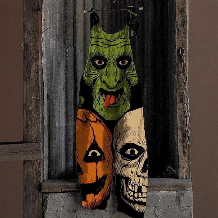 2025 New Foreign Trade Cross-Border Women's Suspender Pants Amazon European and American Animal Poultry Retro Print Jumpsuit