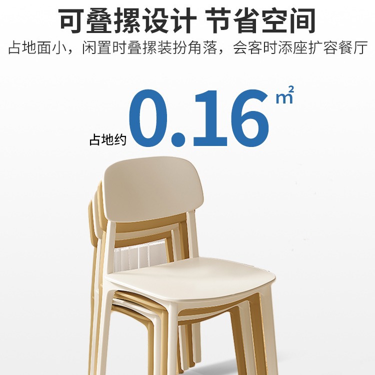 Silla de plástico hogar engrosada mesa de comedor Silla de comedor cómoda larga sentada comercial moderno taburete simple respaldo Nórdico