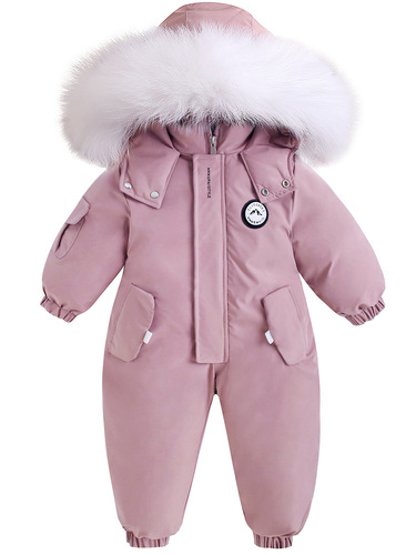 Baby Winter Outdoor Ski Suit Crawling Suit Infant Outdoor Thick Windproof Warm Crawling Suit Hairy Cotton Coat