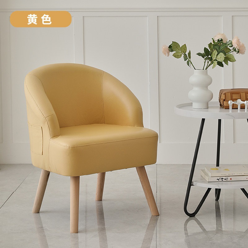 Sofá de ocio de madera sólida silla de respaldo de dormitorio pequeño balcón tela económica perezosa