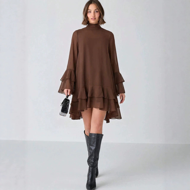New Spring/Summer Romantic Women's Elegant Romantic Dress, Chiffon Patchwork Long Sleeve Casual Dress New Spring/Summer Romantic Women's Elegant Romantic Dress, Chiffon Patchwork Long Sleeve Casual Dress