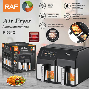 Raf European Cross-Border Air Fryer Double Pot Large Capacity Multi-Functional Household Electric Fryer Oil-Free Touch Screen 10L