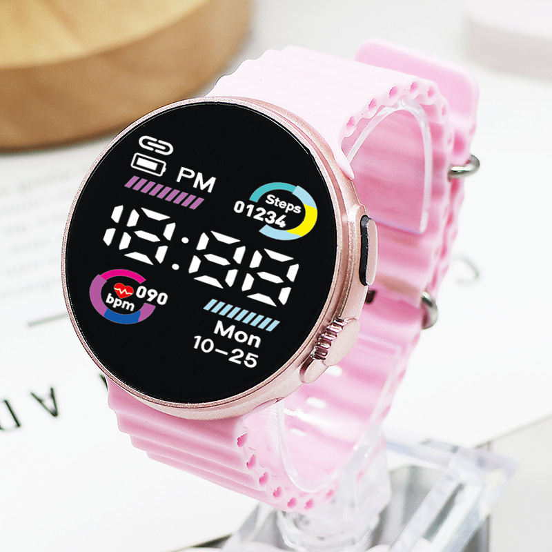 Reloj electrónico LED de moda pareja personalidad cool círculo bicromático mar de deportes de estudiantes de moda reloj electrónico redondo