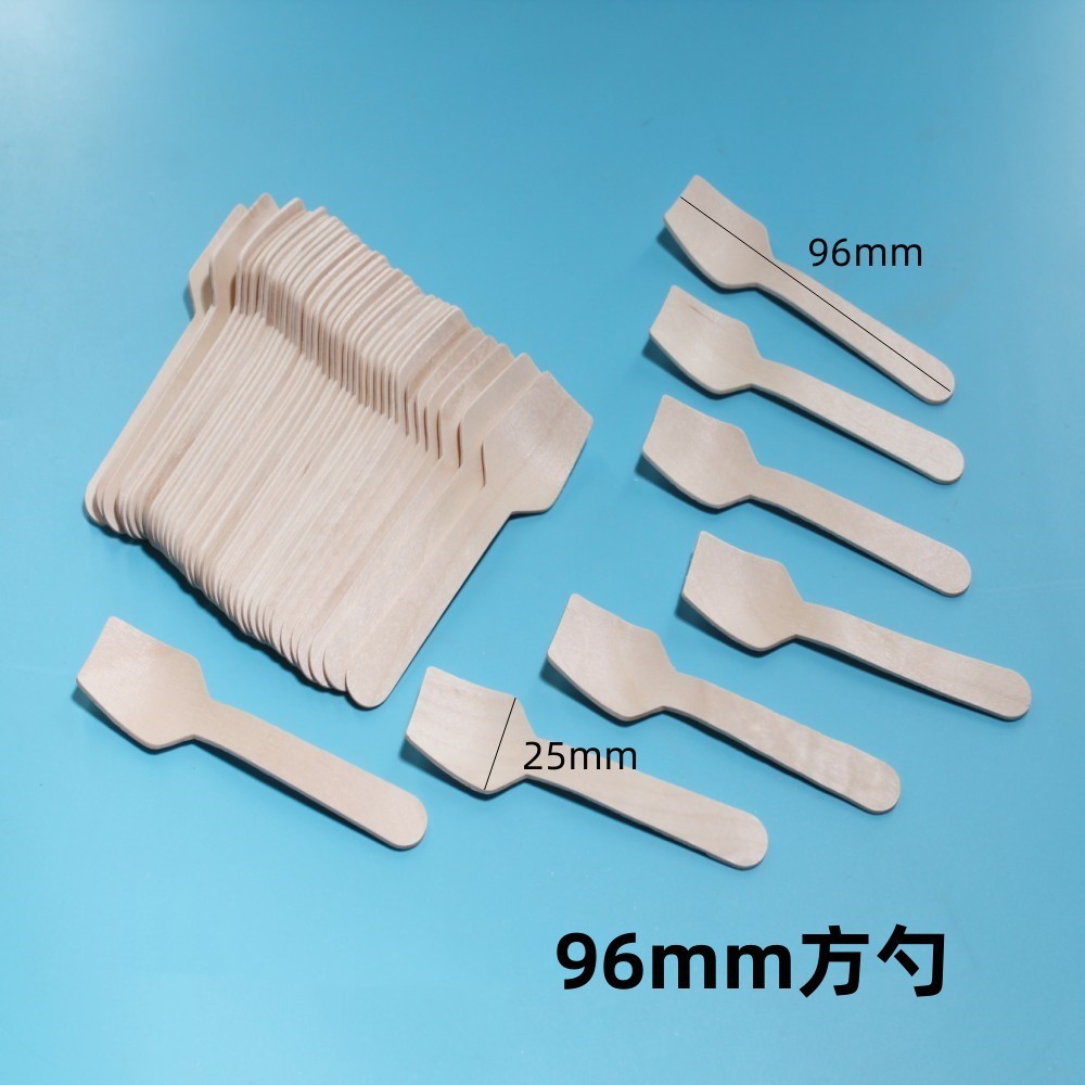 Cuchara de hielo desechable al por mayor Cuchara de helado de embalaje independiente Cuchara de degustación desechable de abedul natural degradable