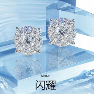 18K White Gold Diamond Earrings Women's Four Claw Set Natural South African Diamond Earrings Women's 1 karat Effect Fashion All-match