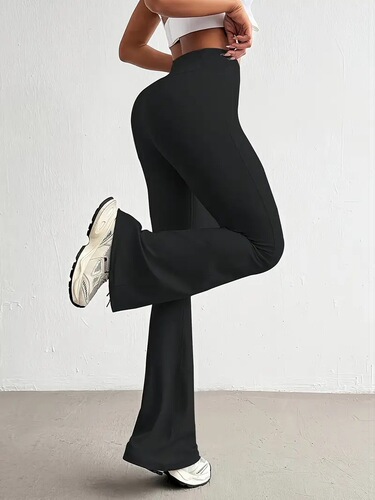 New Autumn/Winter High-Waisted Leggings with Pouch Hip and Abdominal Support Yoga Pants for Exercise and Fitness Cropped Bell Bottom Pants