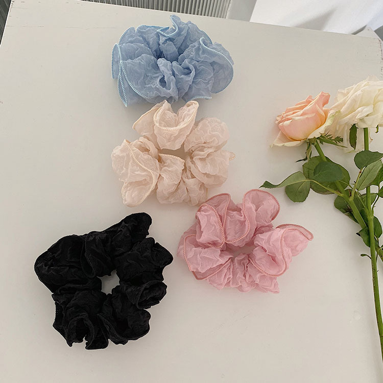 Korean Style Fashionable Solid Color Pleated Large Intestine Hair Ring Pleated Fabric Intestine Hair Rope Large Ponytail Rubber Band Hair Accessories Ladiespicture8