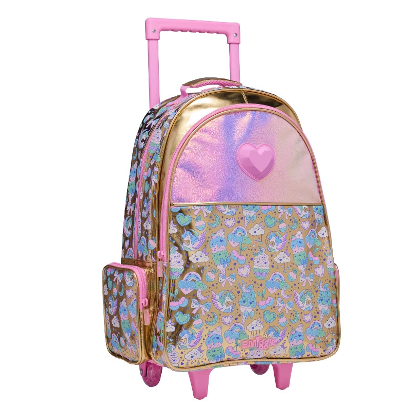 Cadena dedicada mochila escolar australiana smiggle trolley mochila escolar de remolcador de dibujos animados de gran capacidad mochila para estudiantes de primaria y secundaria