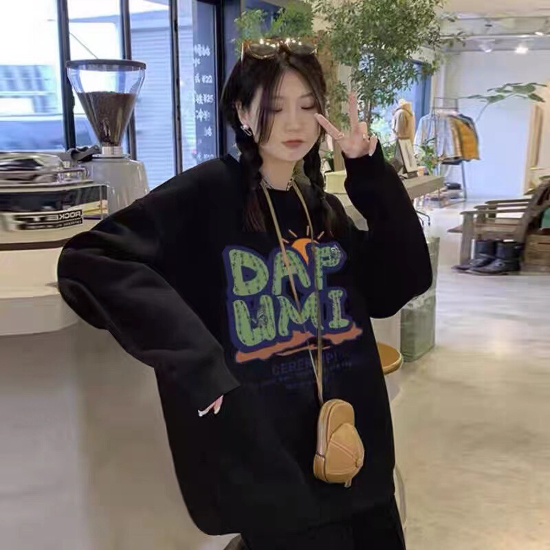 24 Sweatshirt Women's Spring and Autumn New Loose American Retro oversize Fashion Brand Small Women's Round Neck Hatless Top