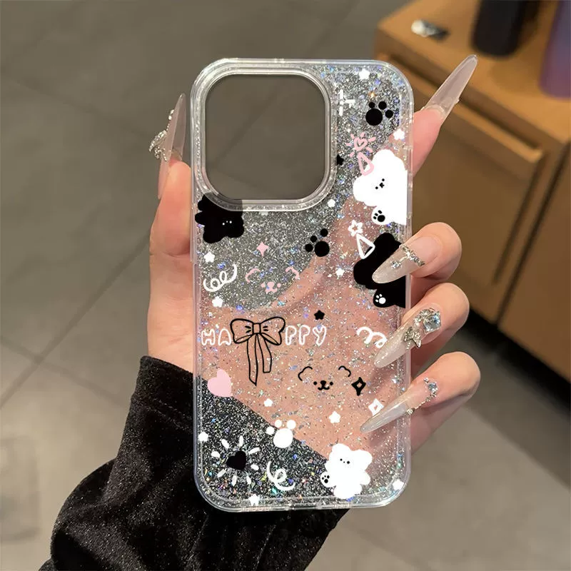 Apple, iPhone16, совместимый чехол для телефона, прозрачные модные ногтевые sequins, 15promax, 14promax