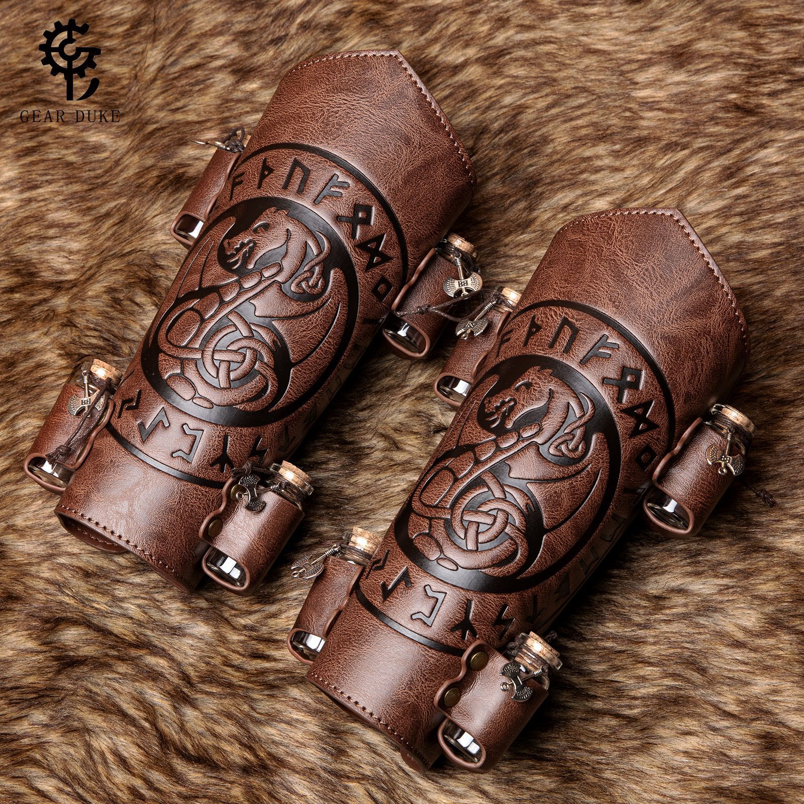 中世纪跨境热卖 男士复古护腕维京压纹骑士护臂套cosplay服装道具