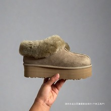 厚底雪地靴桑坡皮毛一体雪地靴厚底女士冬季保暖增高鞋内增高