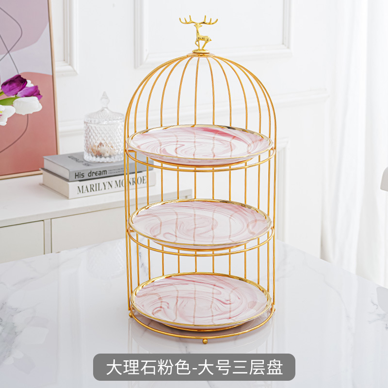 Estilo nórdico cerámica multi-capa plato de fruta sala de estar tarde té postre mesa de postre bandeja de la torta de lujo ligero soporte de exhibición