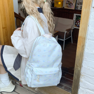 Cute Bow Cat White Girl Heart Bag Gentle Japanese Junior High School Students College Student Backpack