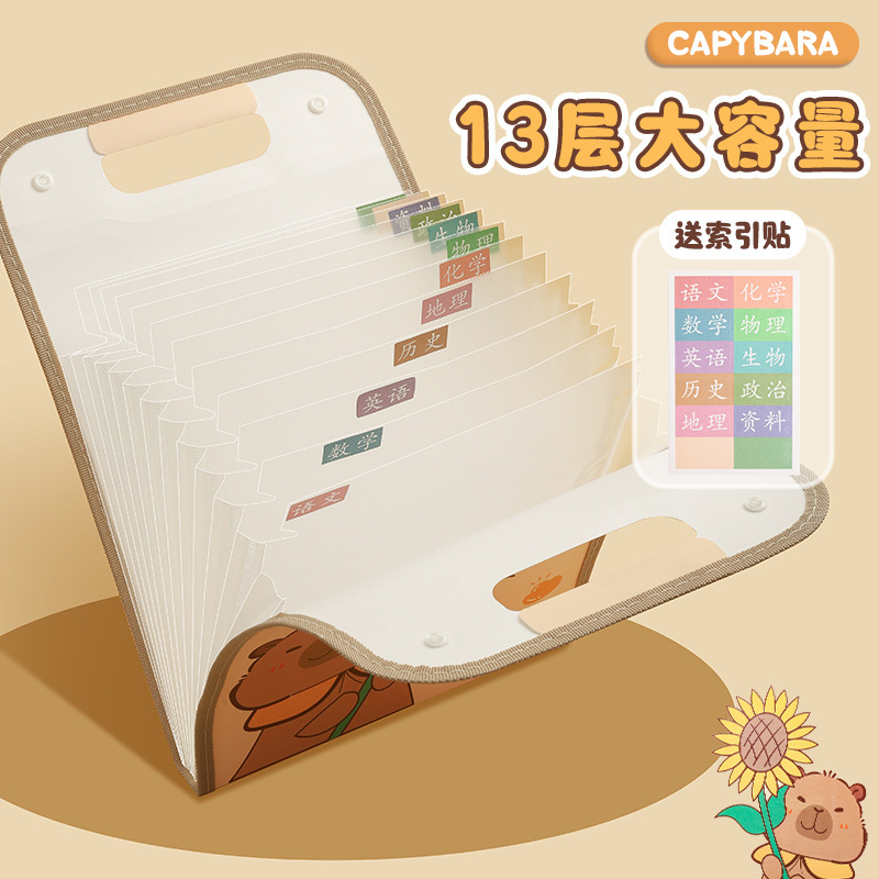 新しい Kapibala ポータブル アコーディオン バッグ学生テスト用紙収納 A4 大容量多層データ分類フォルダー|undefined