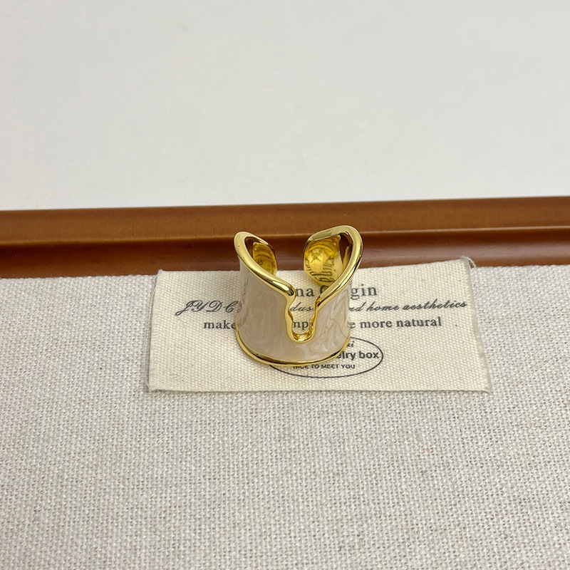 フランスのレトロな不規則な光の面の釉薬の金属の開口の指輪の女性のins風のシンプルな個性の指環の指の指輪|undefined