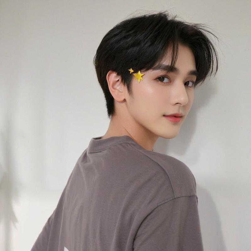 Peluca japonesa y coreana pelo corto recto de los hombres guapo Pelo Corto realista punto medio flequillo fibra química peluca cabeza cubierta fabricante entrega de una pieza