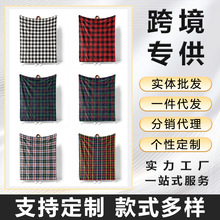 亚马逊跨境定制英伦风格子法兰绒毯居家沙发盖毯户外野营保暖毯子