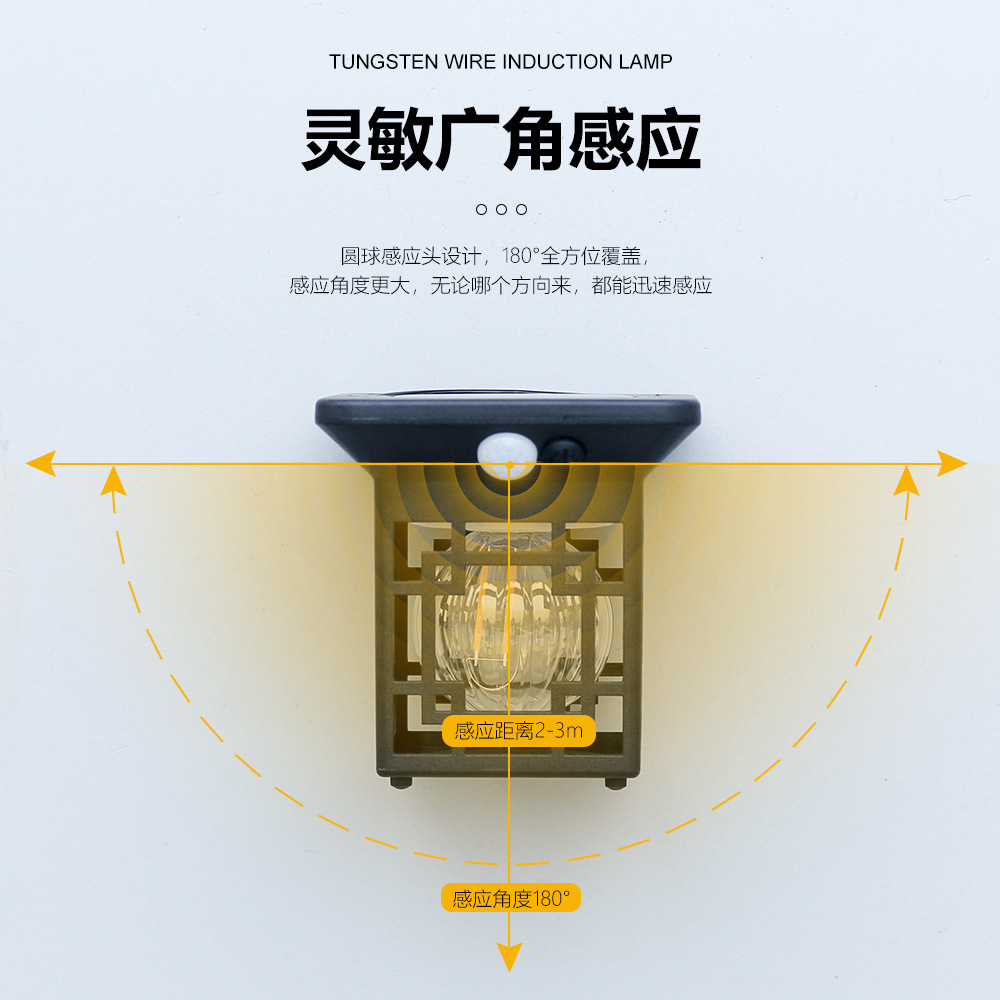 lámpara solar de jardín exterior lámpara de pared decoración de jardín exterior lámpara de iluminación de pared de mural de villa lámpara de inducción impermeable al aire libre