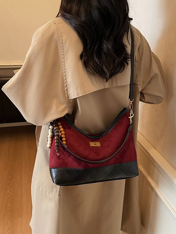 外贸韩版小众时尚包包女2025秋冬新款菱格高颜值休闲斜挎托特包包|undefined