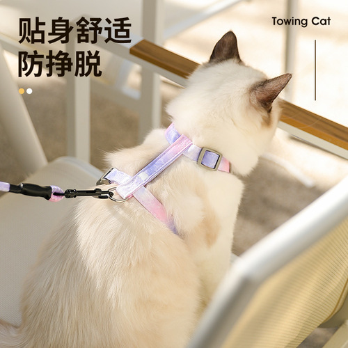 Cross-border adjustable pet cat gradient leash set small dog dog leash dog I-shaped harness