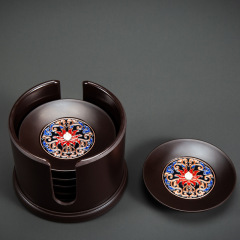 Wholesale Enamel Color Electric Wood Cup Mat Set Tea Cup Saucer Insulation Zen Style Handmade Simple Home Use Tea Cup Mat Accessories