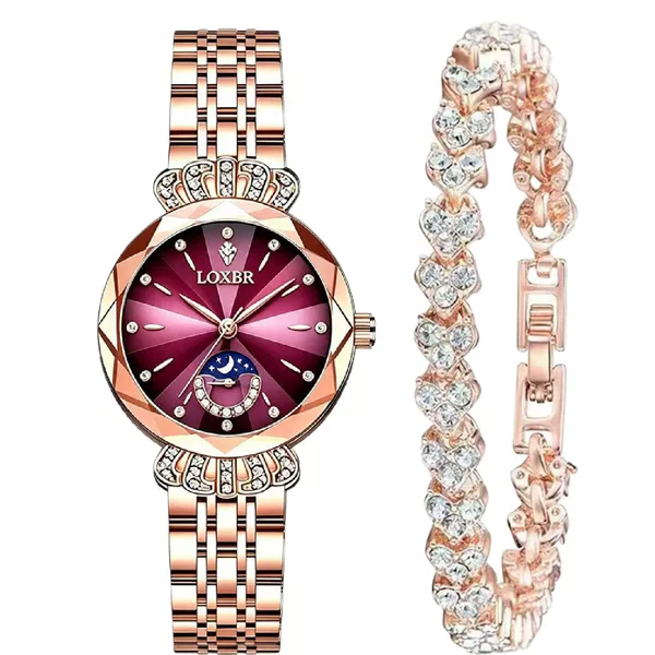 New Cross-Border Women's Popular Fashion Retro Diamond-Encrusted Dial Steel Band Niche Luxury Quartz Watch Non-Mechanical Watch