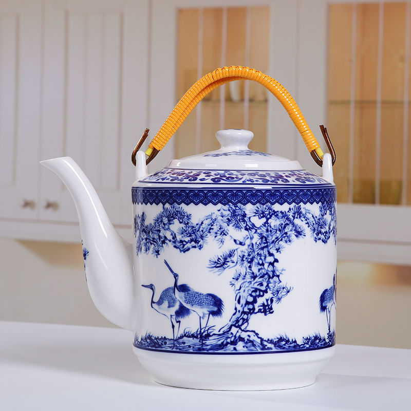 景德镇陶瓷茶壶大容量瓷凉水壶大号青花冷水壶夏季家用手提泡茶壶|undefined
