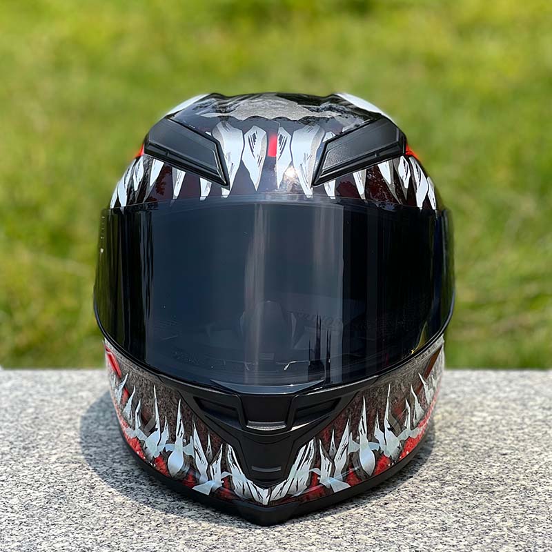 Motorcycle Helmet Personalized Snow House Style with Extended Spoiler