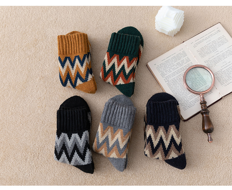 Unisex uldsokker ekstra tykke mænds mid tube sokker efterår og vinter tykke varme frottéstrømper retro kashmir old man sokker_voghion.com