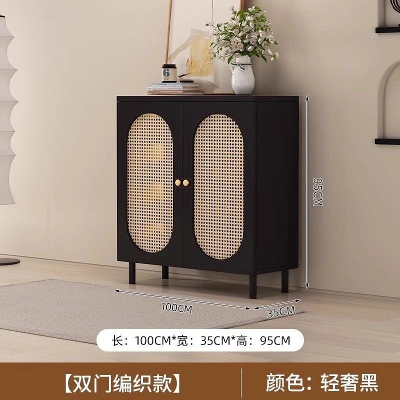藤编简约鞋柜门口大容量法式靠墙玄关轻奢藤编储物柜收纳入户鞋柜|undefined