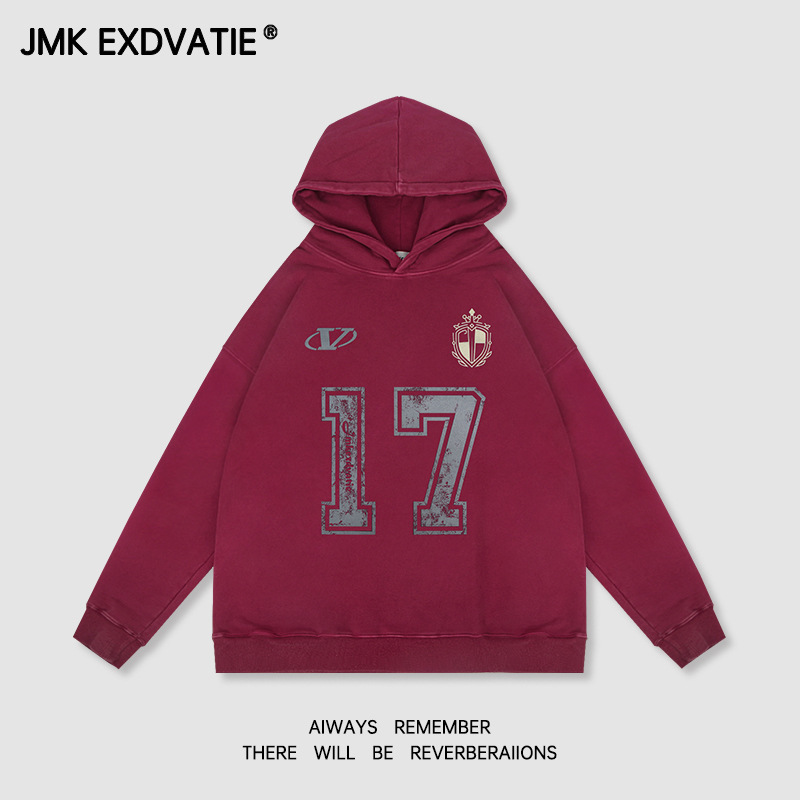 Herrenbekleidung High Street Fashion Retro Digitaldruck Straße lose Herbst und Winter Kapuzenpullover_voghion.com