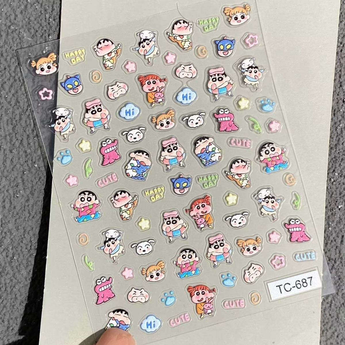 Crayon Shin-Chan Cartoon Nail Stickers Japanese-Style Paper Embossed 3D DIY Phone Case Water Cup Ccd Nail Stickers Decorations