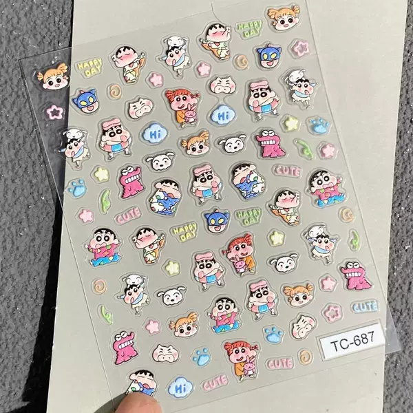 Crayon Shin-Chan Cartoon Nail Stickers Japanese-Style Paper Embossed 3D DIY Phone Case Water Cup Ccd Nail Stickers Decorations