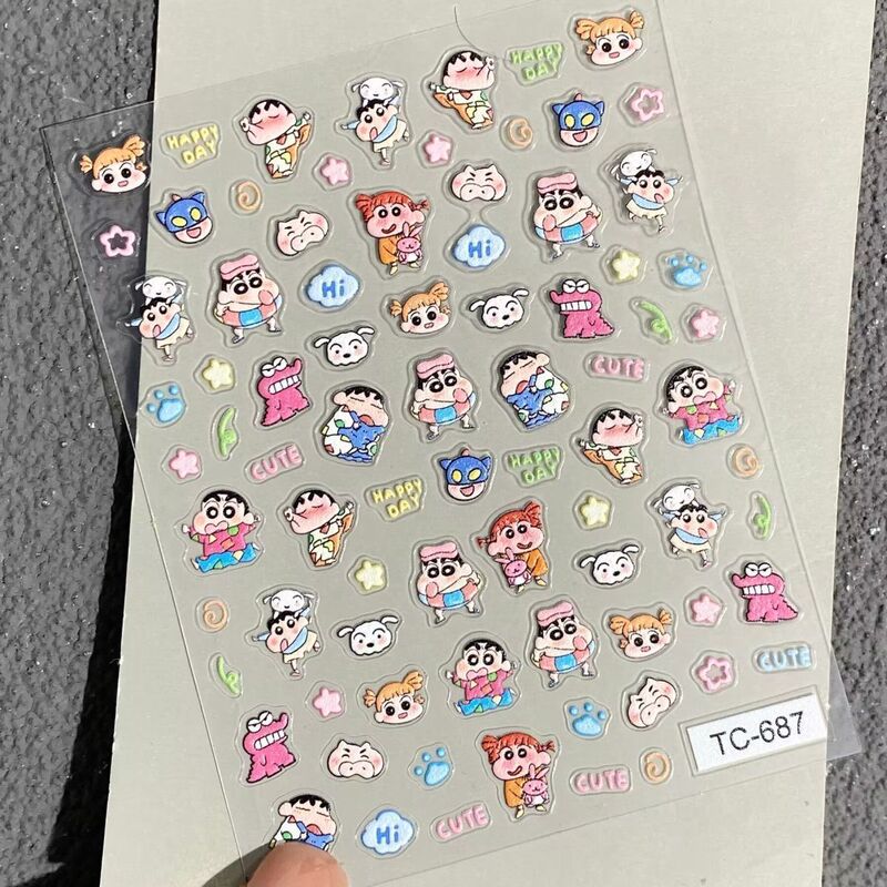 Crayon Shin-Chan Cartoon Nail Stickers Japanese-Style Paper Embossed 3D DIY Phone Case Water Cup Ccd Nail Stickers Decorations