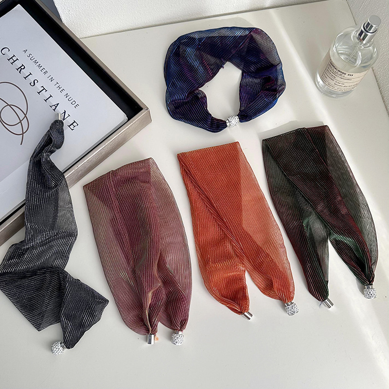 Moda de verano colorido bufandas de seda de absorción de cuello ocio de mujer ocio temperamento red bufandas cortas