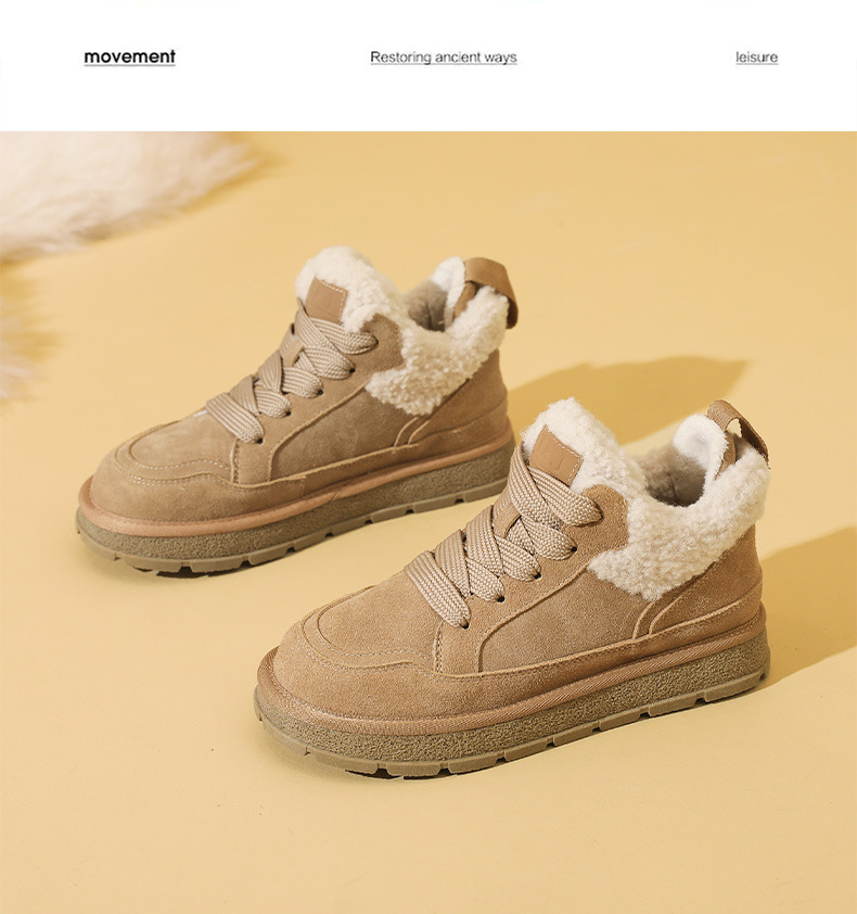 Women's Snow Boots Warm Winter Velvet Lined Thick Sole Cotton Shoes_voghion.com