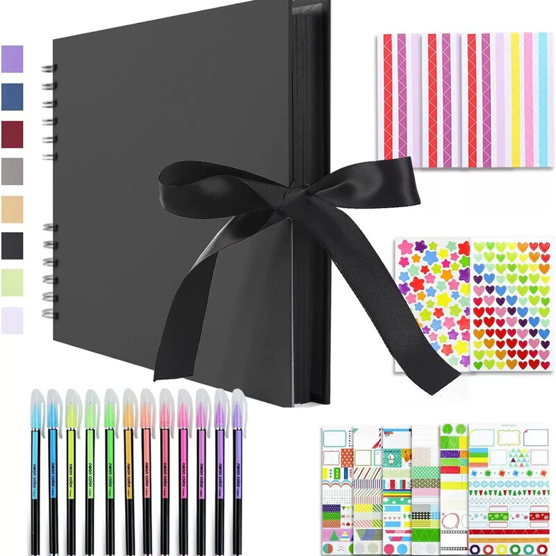 Cross-Border A4/A5 DIY Scrapbook Photo Album Black Card Loose-Leaf Memory Album Couple's Birthday Gift Commemorative Photo Album Cross-Border A4/A5 DIY Scrapbook Photo Album Black Card Loose-Leaf Memory Album Couple's Birthday Gift Commemorative Photo Album