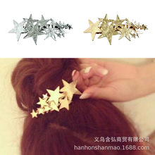 新品欧美五角星发夹高级感刘海夹后脑勺半扎夹时尚顶夹星星发饰