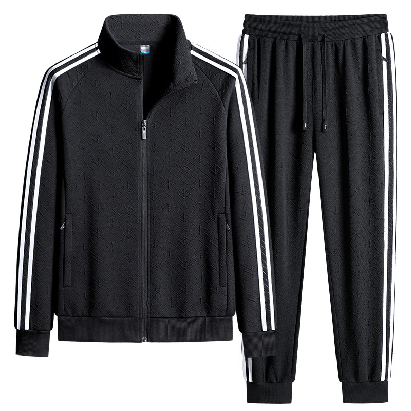 Primavera y otoño transfronterizos tres barras set hombre chaqueta pantalones de dos piezas set hombre engordado grande juego de ocio deportivo