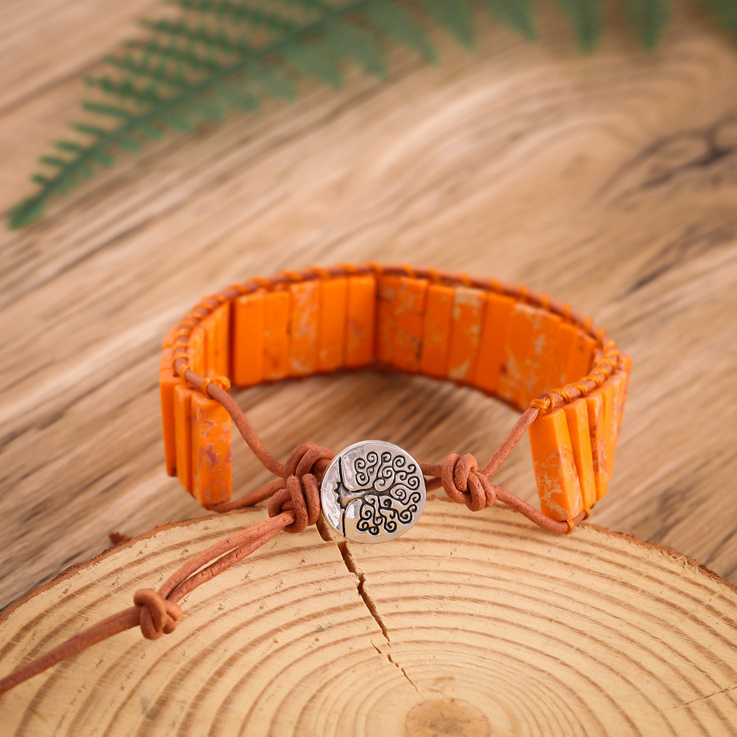 Longrui Amazon joyería transfronteriza imitación piedra natural pulsera de cuerda de cuero tejida a mano joyería de mano creativa bohemia