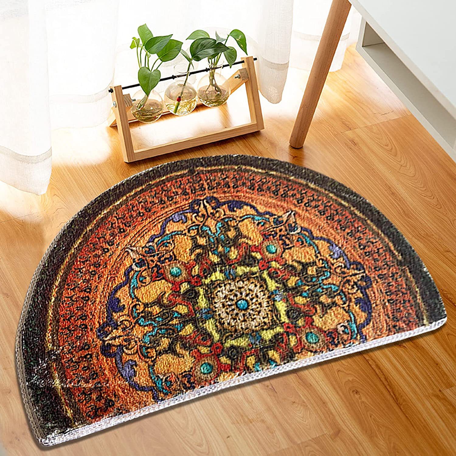 Amazon simple semicírculo entrada hogar Cachemira alfombra puerta antideslizante alfombra sala de estar al por mayor