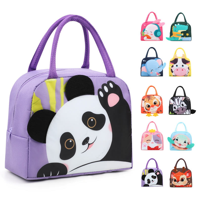 Nuevo cartón de dibujos animados bolsas de almuerzo estereoscópicas estudiantes niños bolsas de almuerzo de mano bolsa de aluminio aislante de calor bolsa de picnic con bolsa de comida